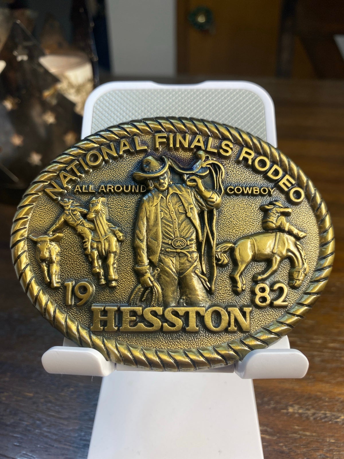 1982 NFR Hesston Rodeo Belt Buckle