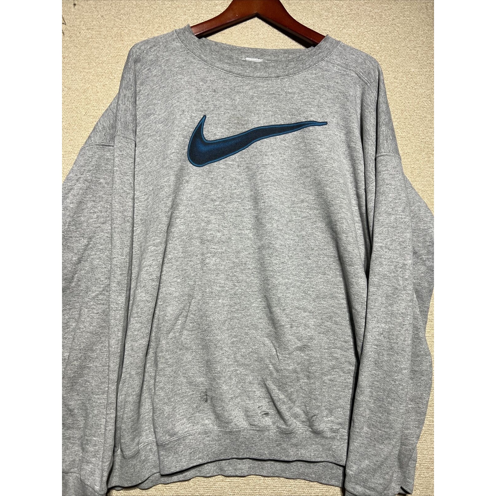 Vtg Nike Air Sweatshirt Big Center Swoosh Check XXL Made In USA White Tag 90s