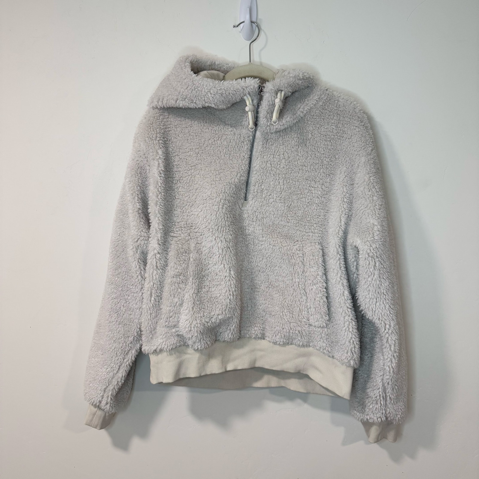 Lululemon Textured Fleece 1/2 Zip Pullover Sweatshirt Jacket Sherpa Cream 12