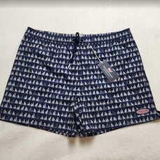 New men's XL Vineyard Vines 5 printed Chappy swim trunks Boat Parade navy short