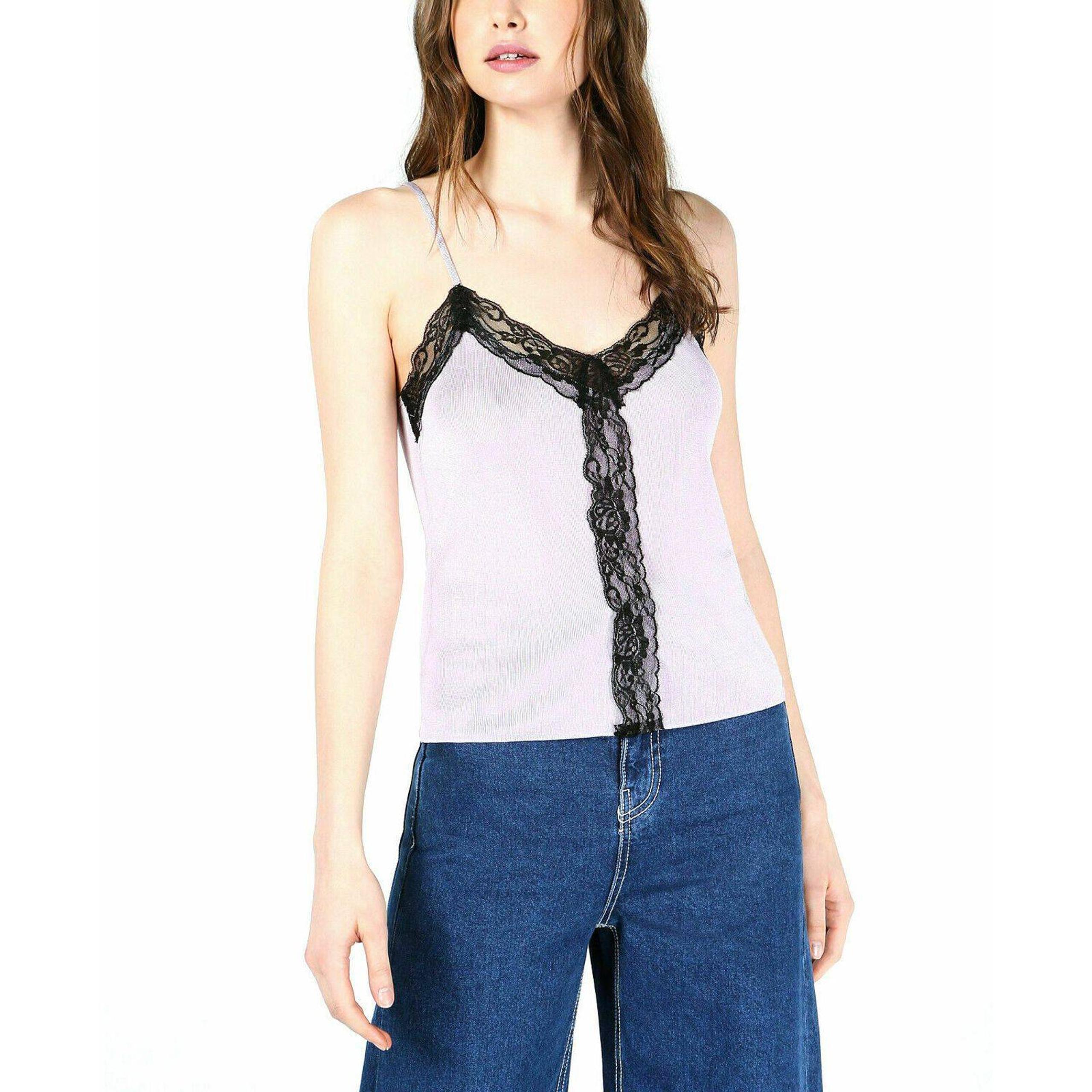 Bar III Womens Lace-Trim Camisole Top XS