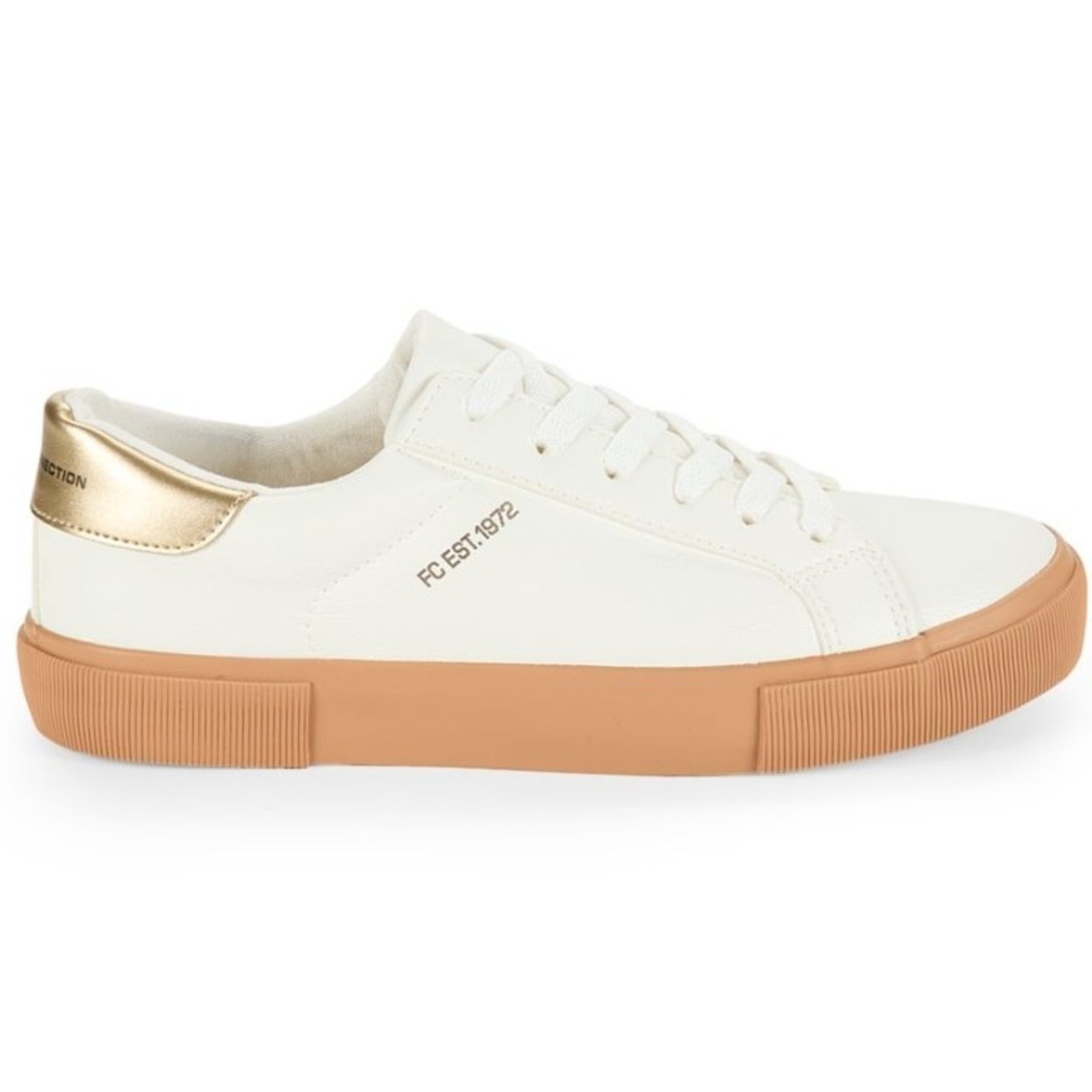 French Connection Womens Becka Lace Up Sneakers Gold White New Sz 11 NIB