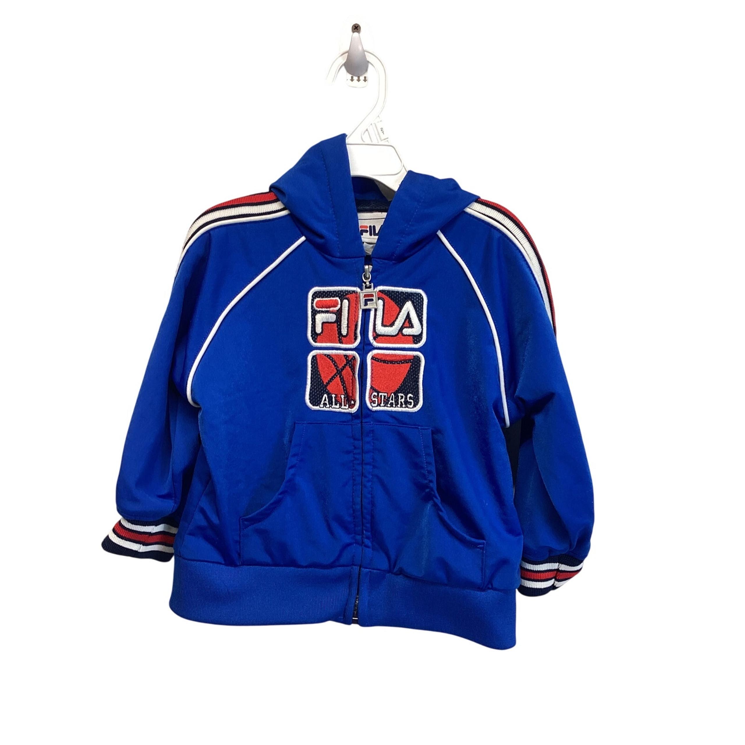 Fila Basketball Blue Track Jacket Boy's Size 2T Full Zip Hood Embroidered Logo