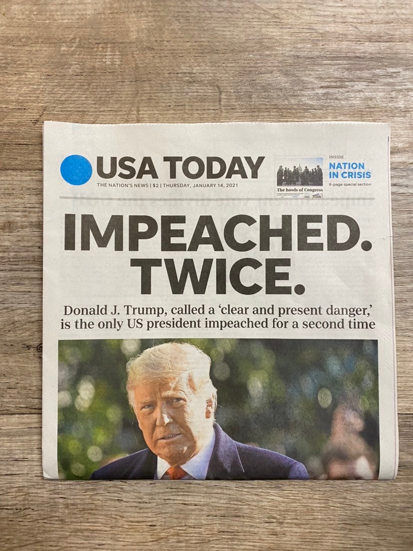 Trump Impeached Twice USA Today