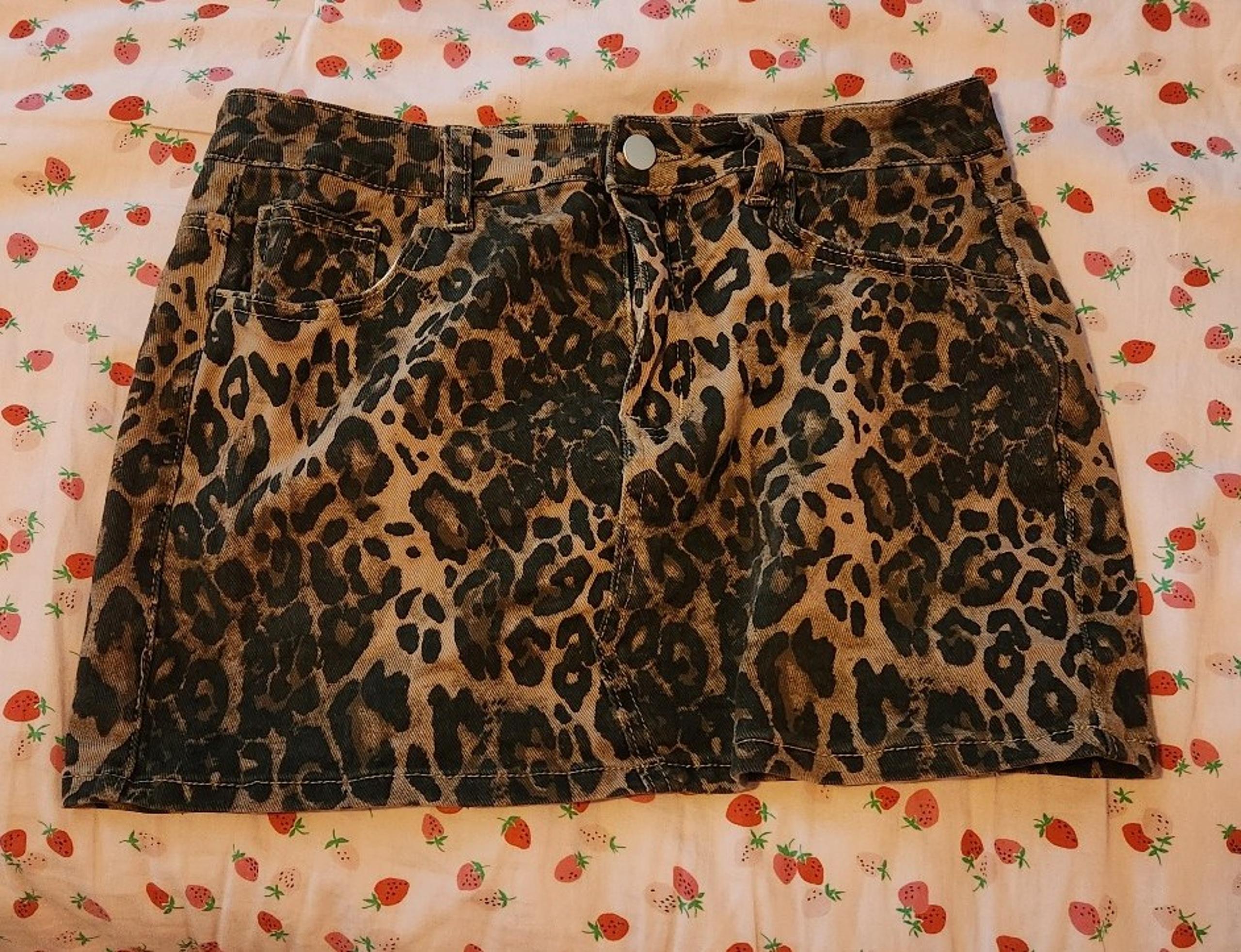 Leopard Denim Mini Skirt with Bows