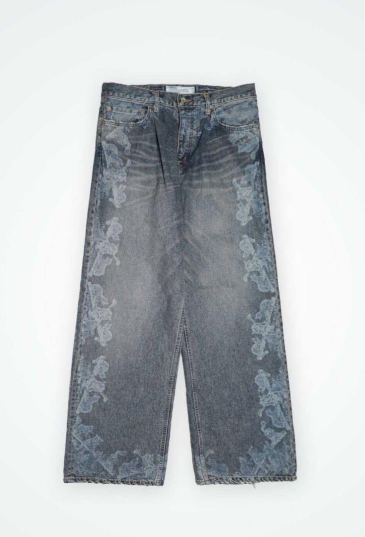 DAIRIKU Cat Printed Wide Denim Pants