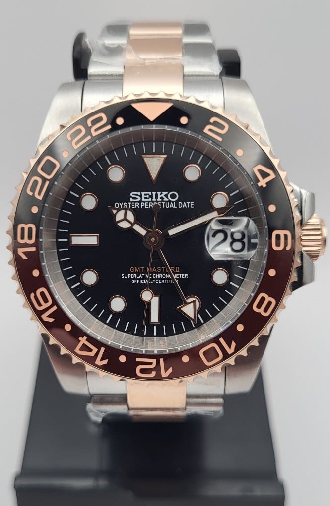 New 40mm SeikoMod GMT Automatic Watch Root Beer