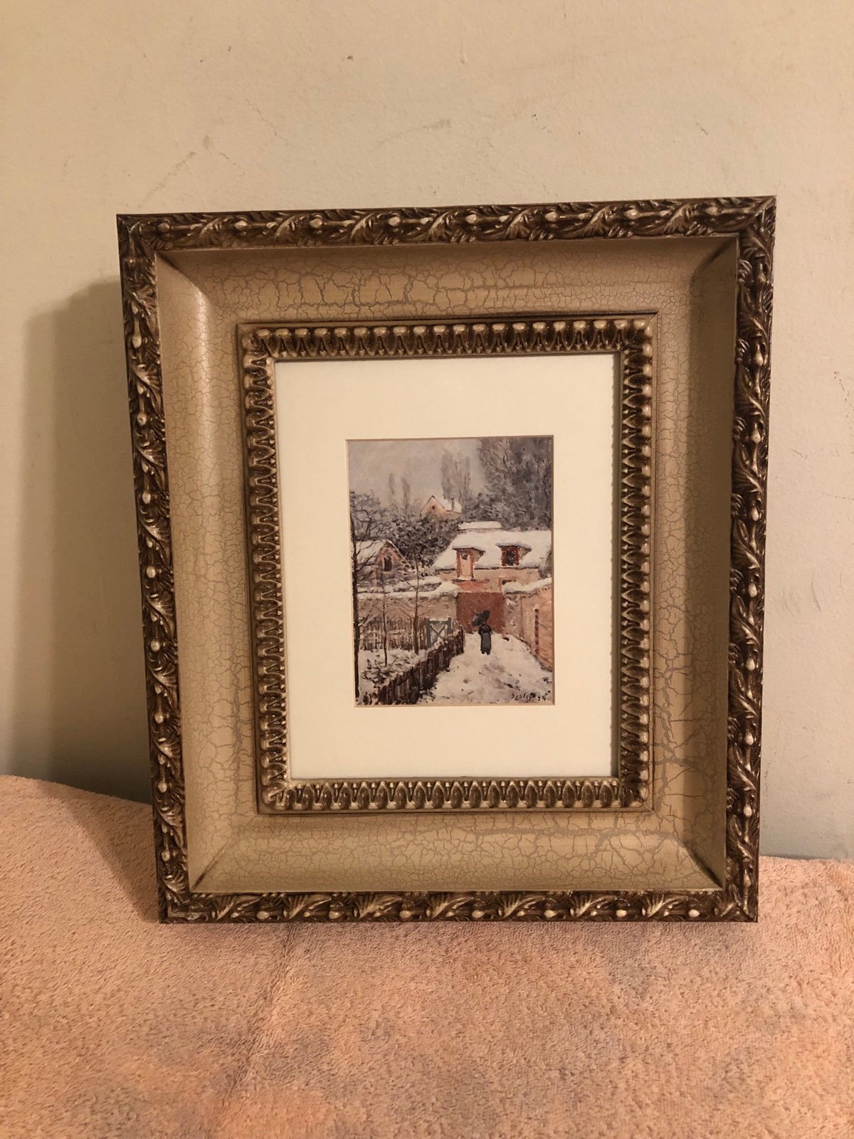 Vintage 1974 Alfred Sisley Snow at Louveciennes Print in Ornate Custom Frame
