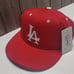 VTG 90S LA DODGERS SNAPBACK HAT MADE IN USA PRO MODEL ROXXI BRAND RED PLAIN LOGO