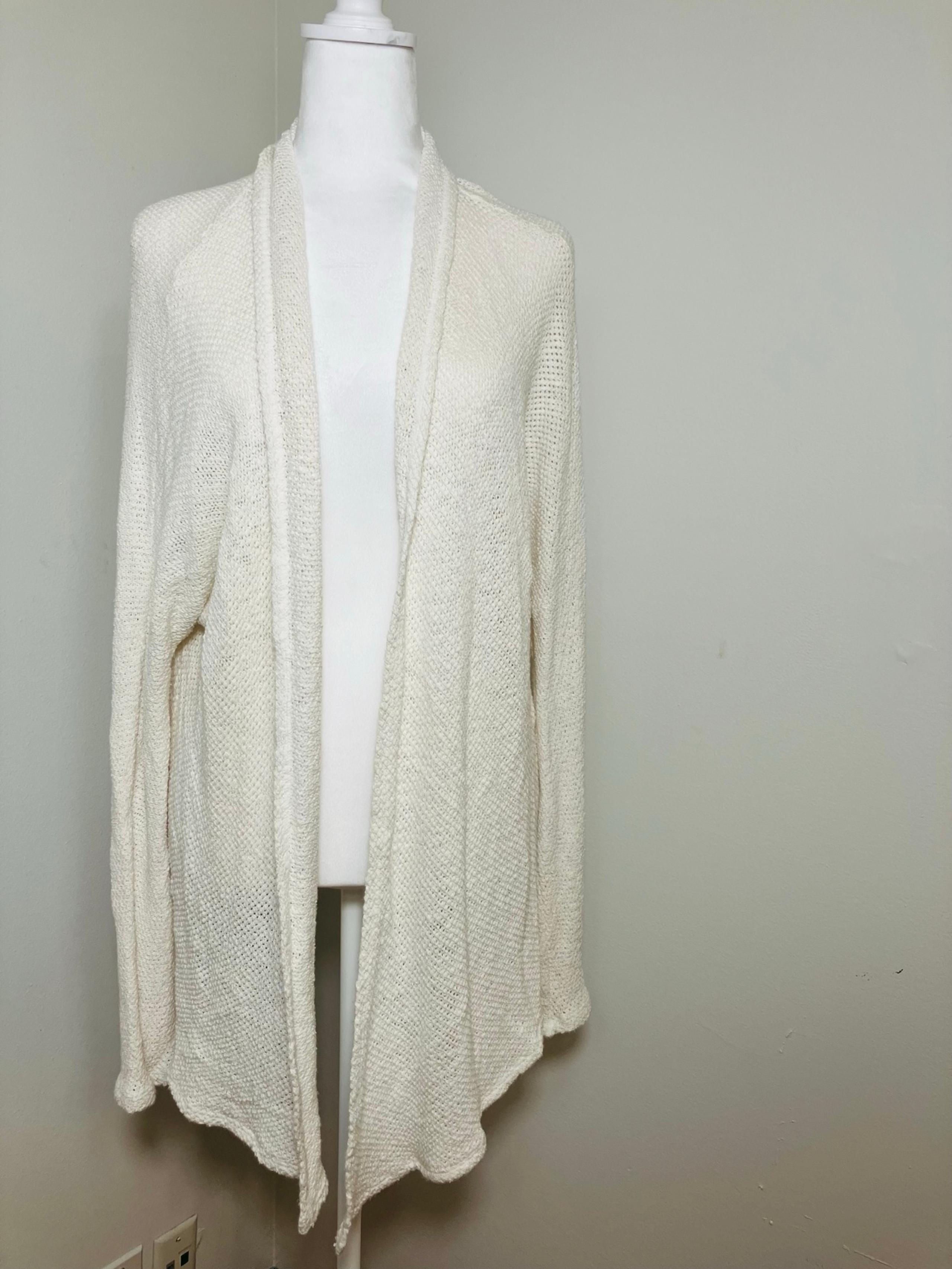Velvet By Graham Spencer Open Front Cardigan Open Knit White Sz M Long Sleeve