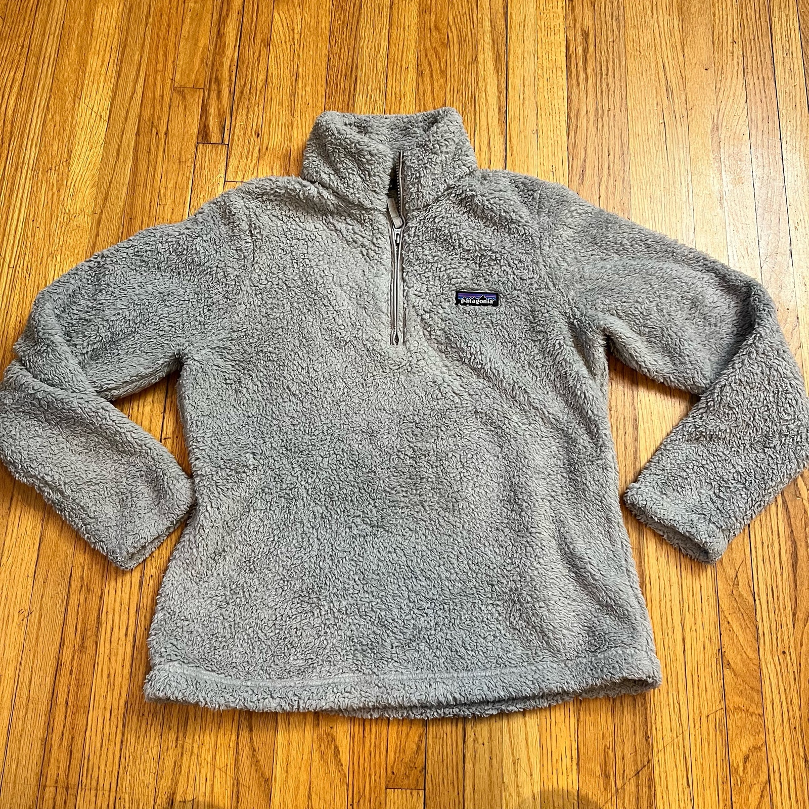 Patagonia Fleece Womens Medium Los Gatos Jacket Grey Fluffy Quarter Zip Coat