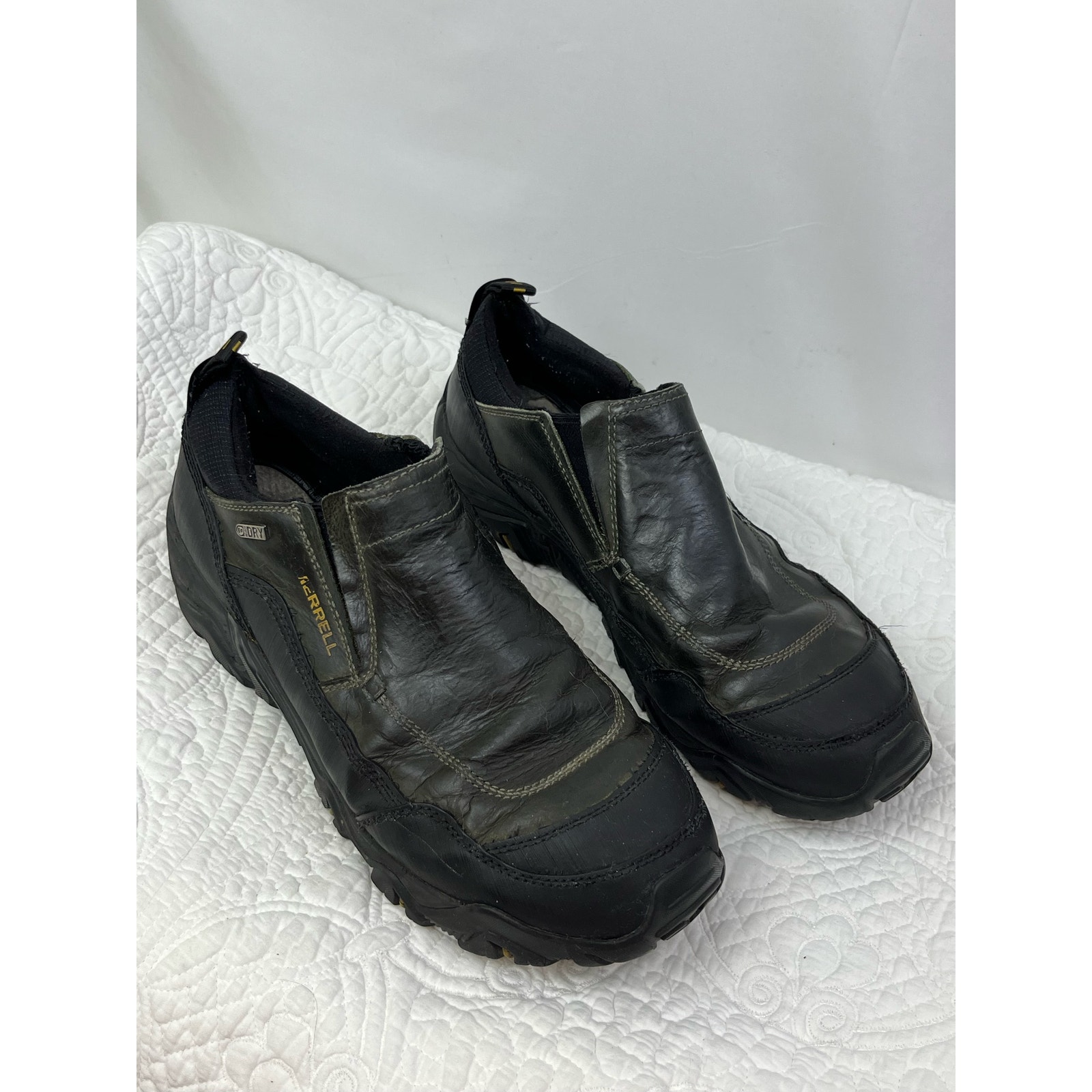 Merrell Men's Size 13 Black Leather Slip On Select Grip Loafer