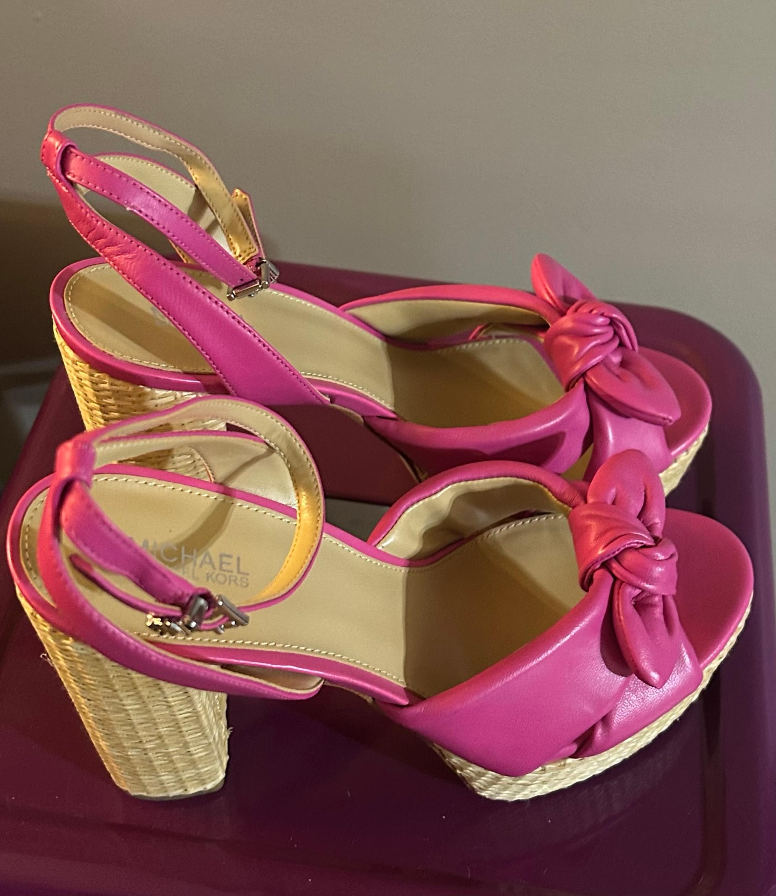 MICHAEL Michael Kors Leather Upper Jute Heel Shoes