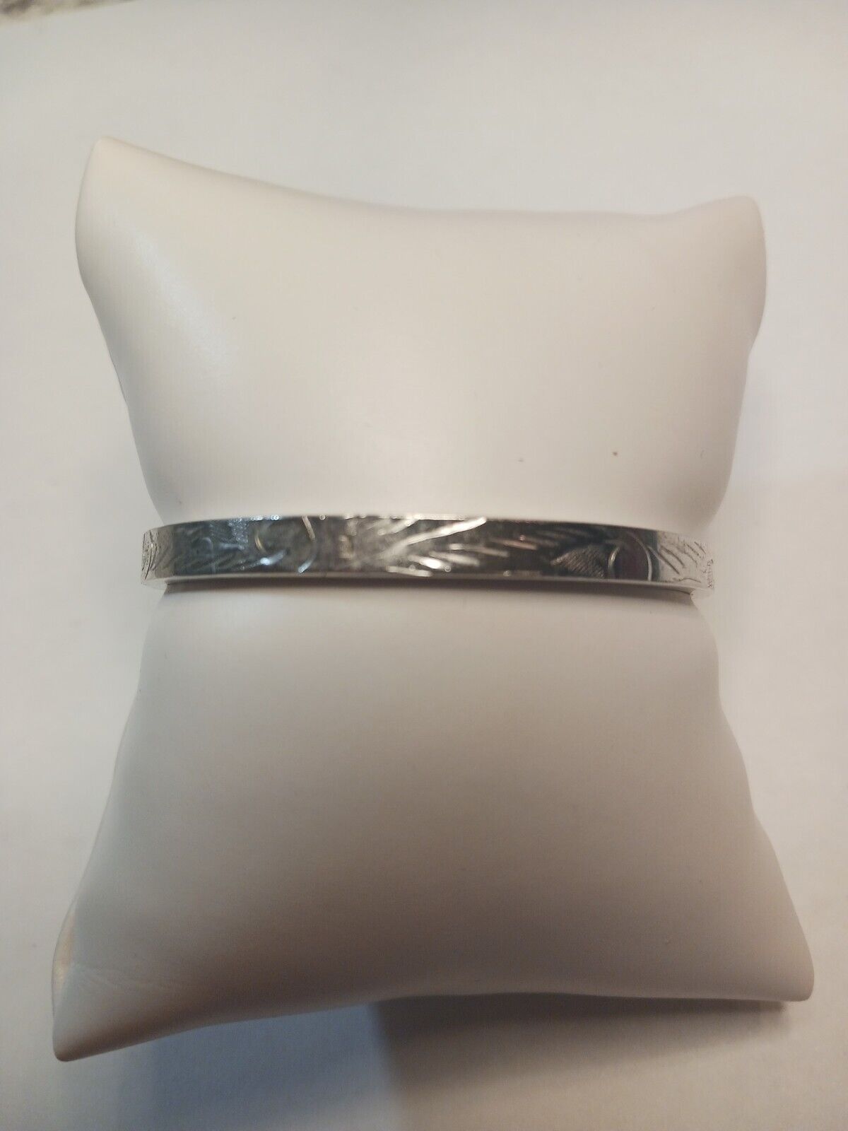 Vintage Sterling Silver .925 Hinged Bangle Bracelet Lost Science Crystal's (5)