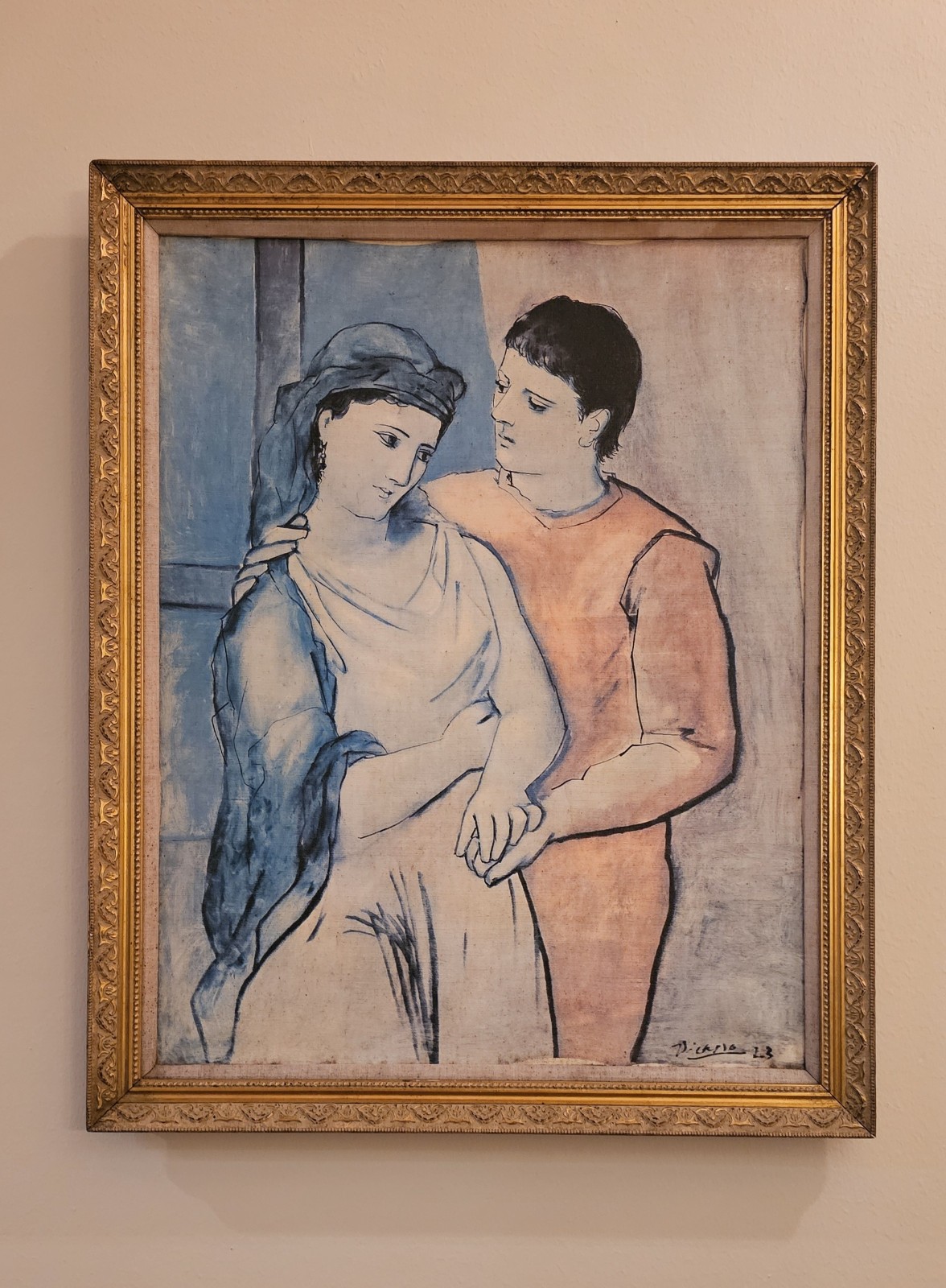 Vintage Framed Canvas Print – Pablo Picasso “The Lovers” – 31.5” x 25.5”