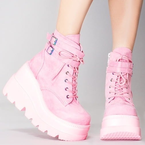 NEW Demonia - SHAKER 52 Sucker Punch Pink Platform Boots