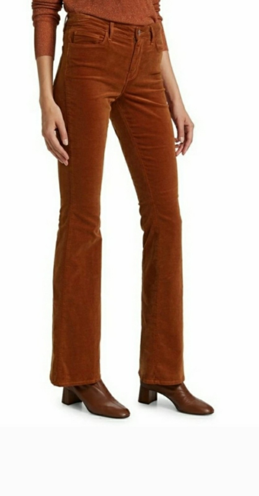 L'agence High Rise Velvet Corduroy Bell Rust Sz 27