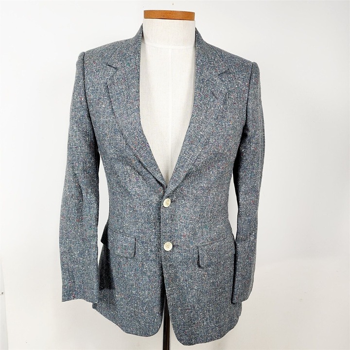 Vintage Gentry Gray 2 Button Mens Suit Sport Coat Blazer Size 36R