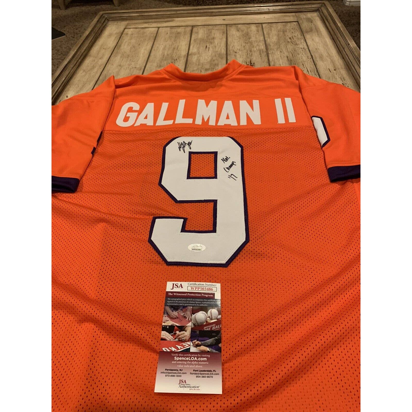 Wayne Gallman II Autographed/Signed Jersey JSA COA Clemson Tigers
