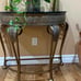 NEW Metal Half Moon Console Table with Ornate Scroll Legs, 41 x 19 x 33\
