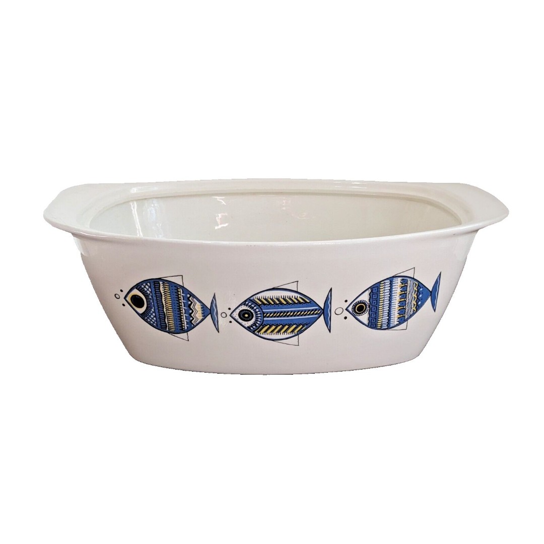 Vintage 60s Villeroy & Boch Viking Fish Casserole Dish MCM Luxembourg 12 NO LID
