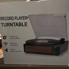 Wockoder Record Player Portable 3-Speed Turntable Built in Speaker (AF2)