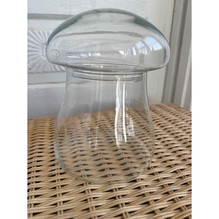 Vintage 1970s Libby Clear Glass Mushroom Terrarium Canister Retro Boho