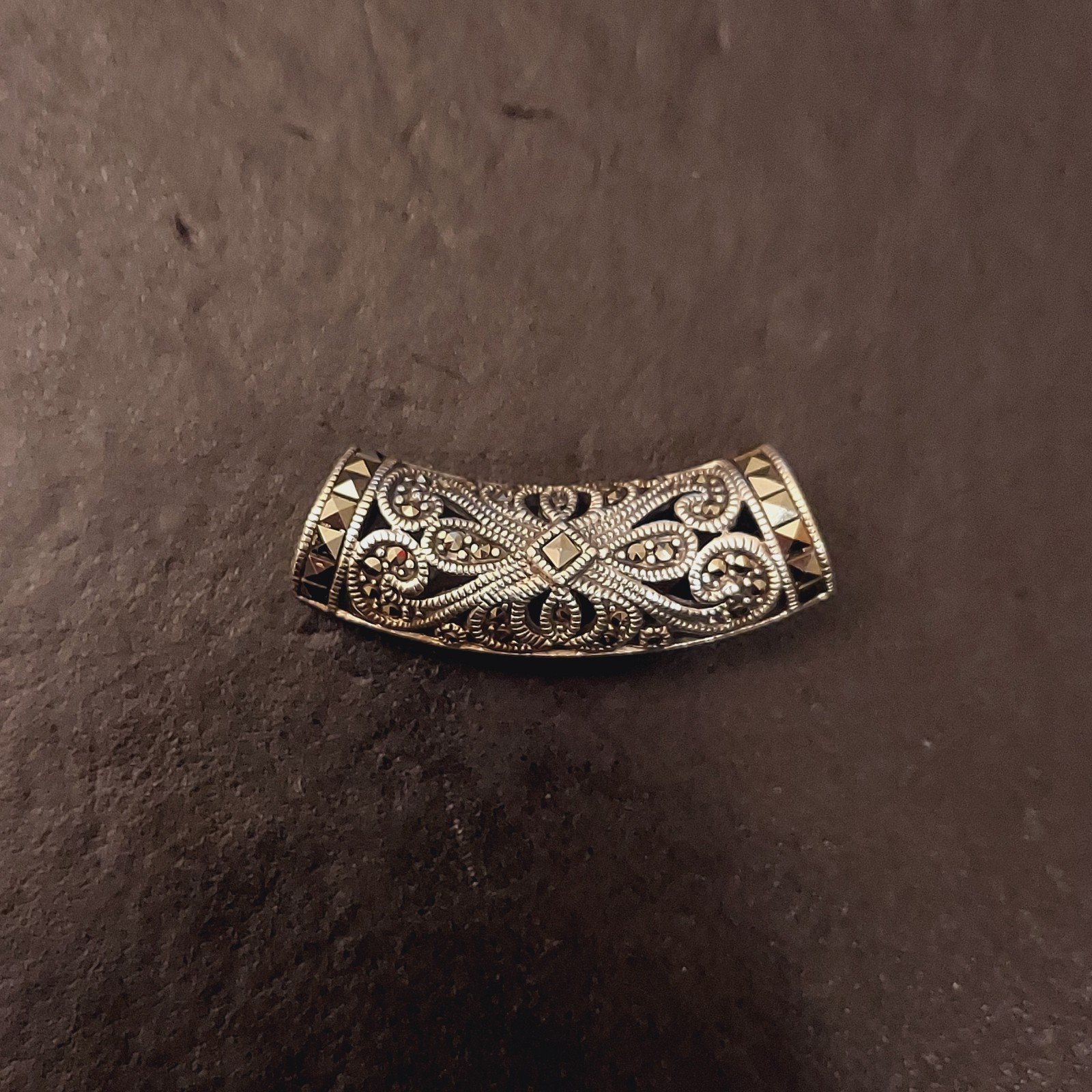 CFJ 925 Sterling Silver Marcasite Slide Pendant