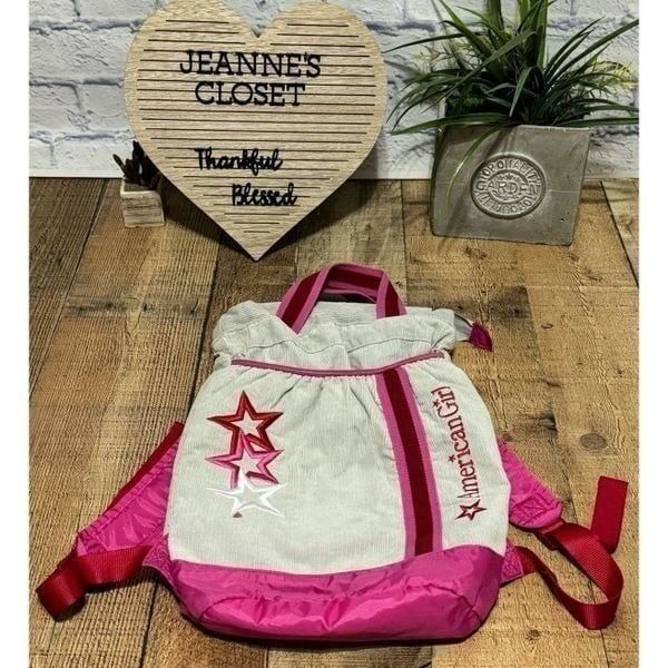 American girl backpack Approx measurements In pics Zip top closure Overall ve
