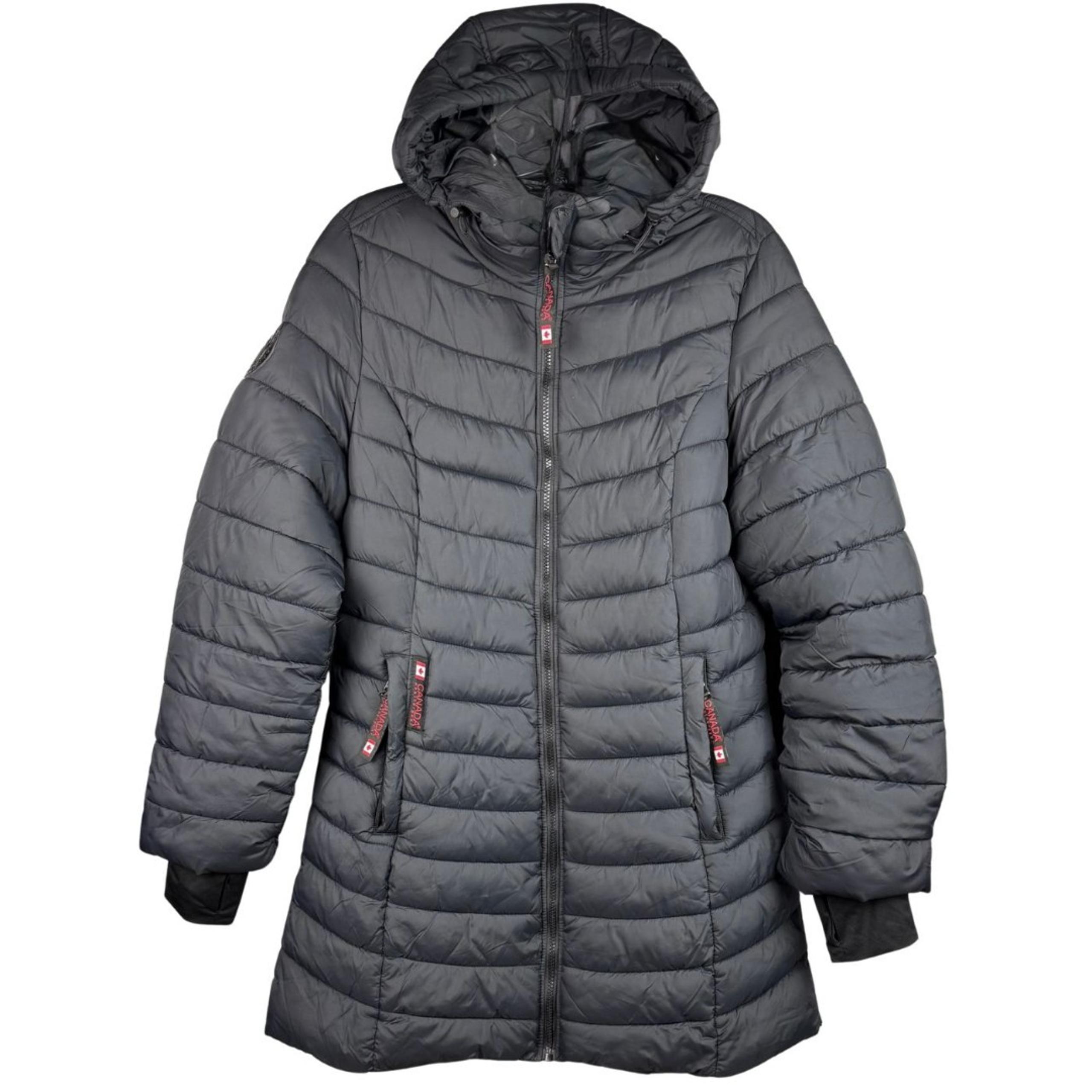Canada Weather Gear Womens Hooded Winter Long Parka Puffer Jacket Sz L Gray Cozy