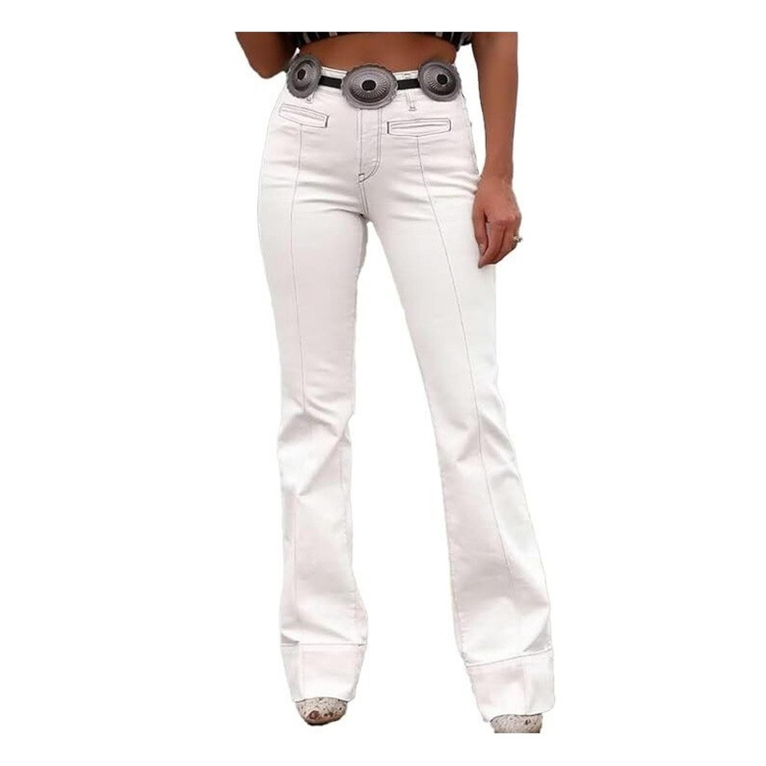 Flamingals Bootcut Pants for Women High Waist Casual Solid Stitch Detail Pants S
