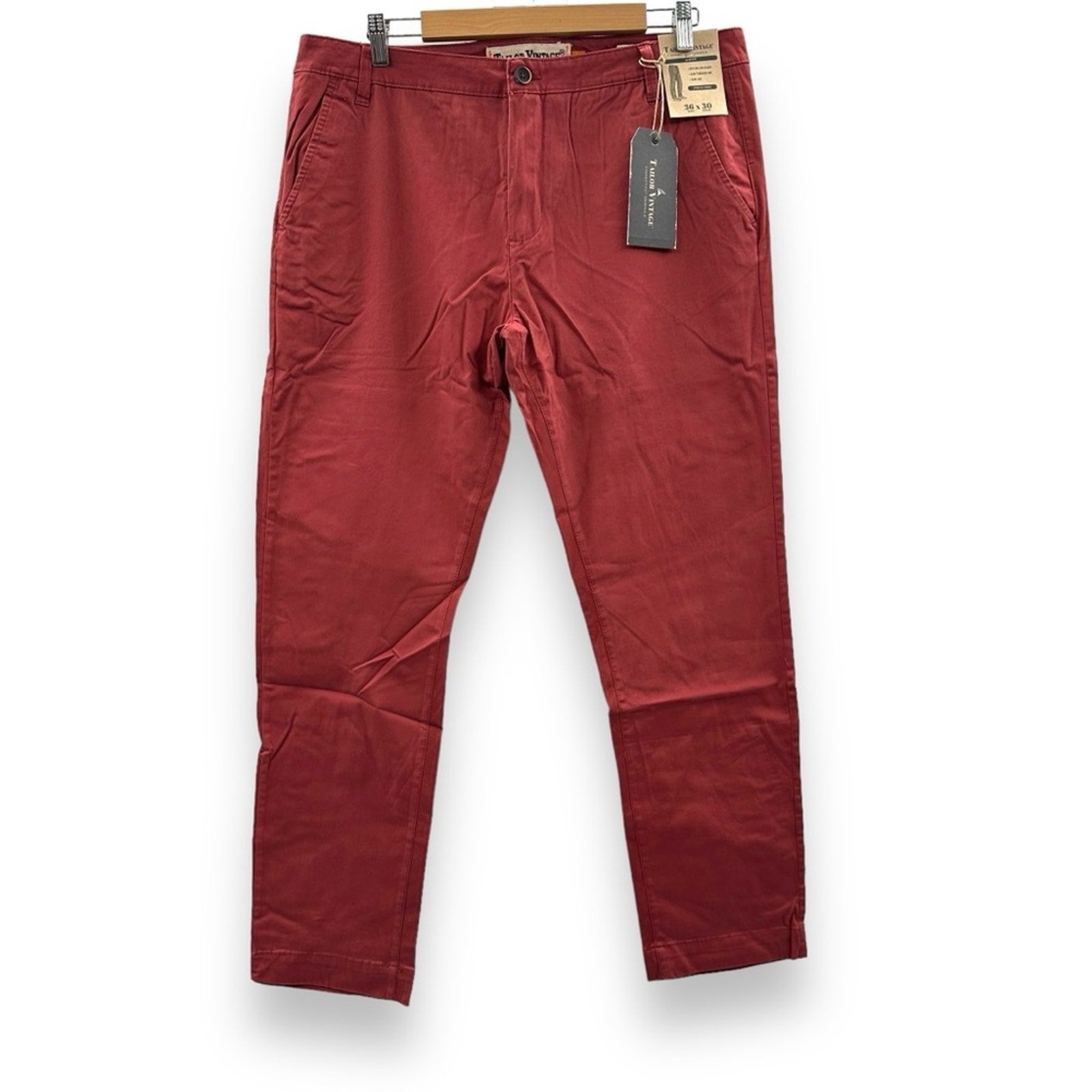 Tailor Vintage Red Slim Fit Stretch Fabric Pants in Canyon Red Sz 36 x 30 NEW