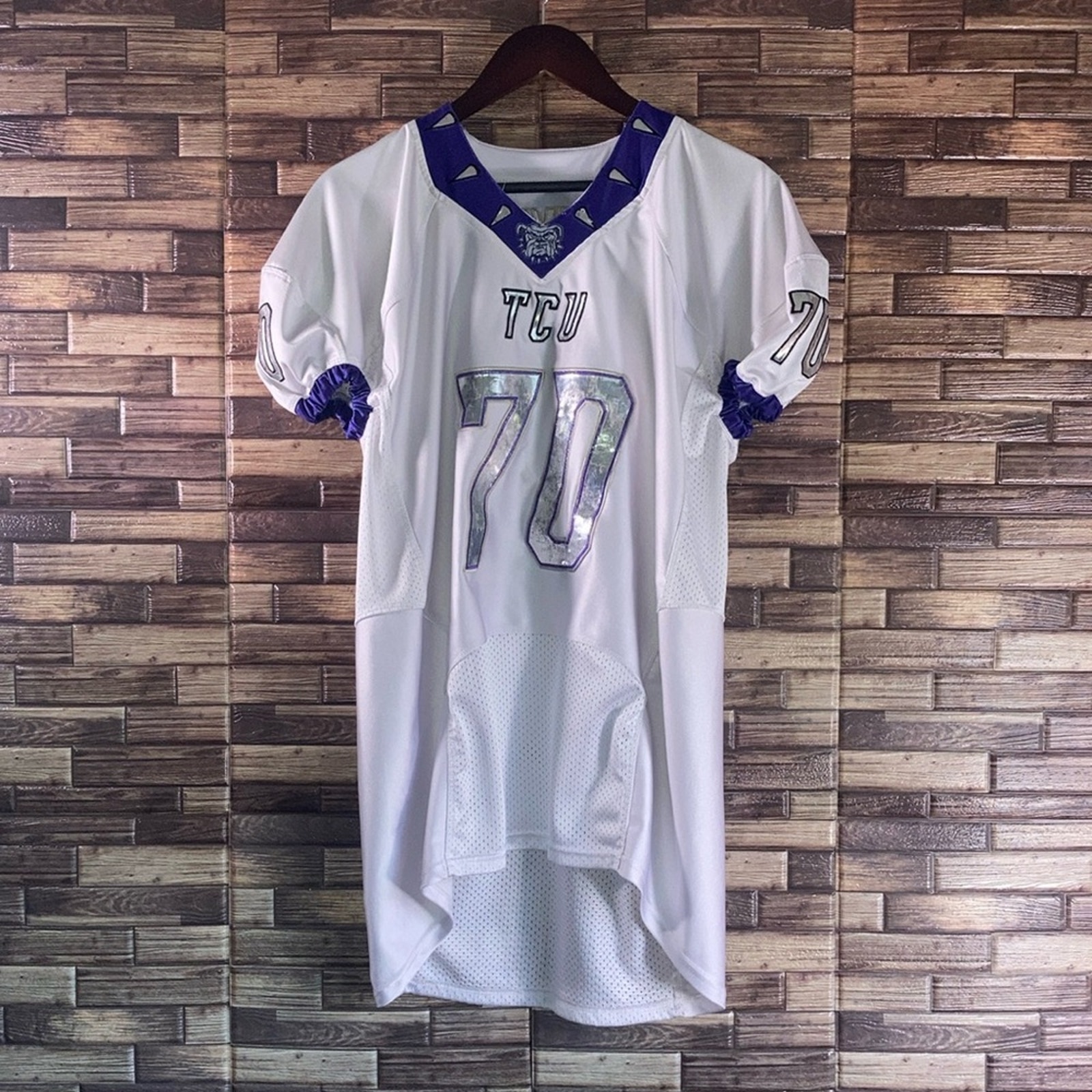Mens TCU Johnson #70 Football Game Jersey White Medium Pre Owned