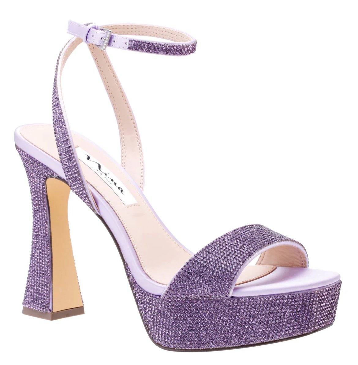 Angella Royal Lilac Crystal Sculpted-Heel Stiletto Sandals