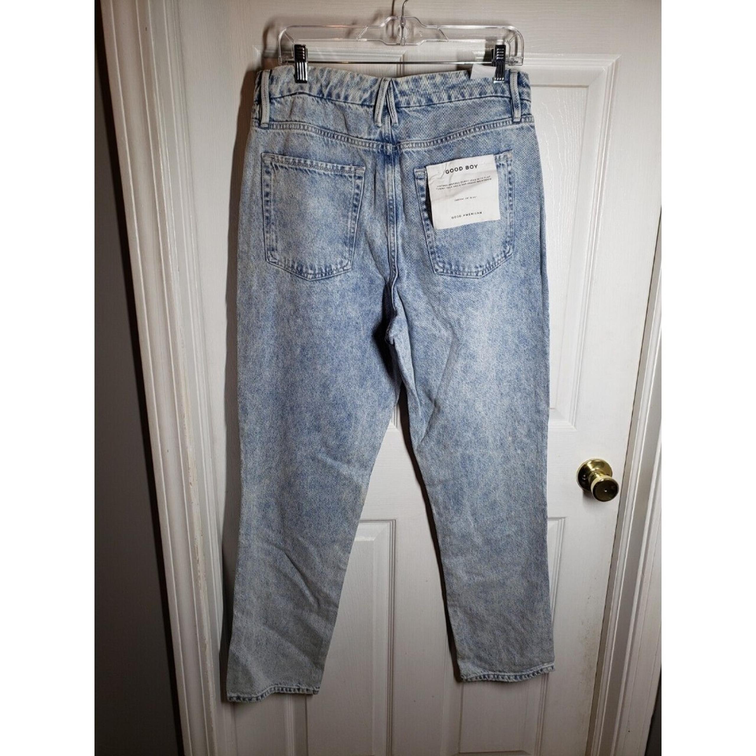 Good American Good Boy Jeans Size 12/31 High Rise Boyfriend Straight Denim
