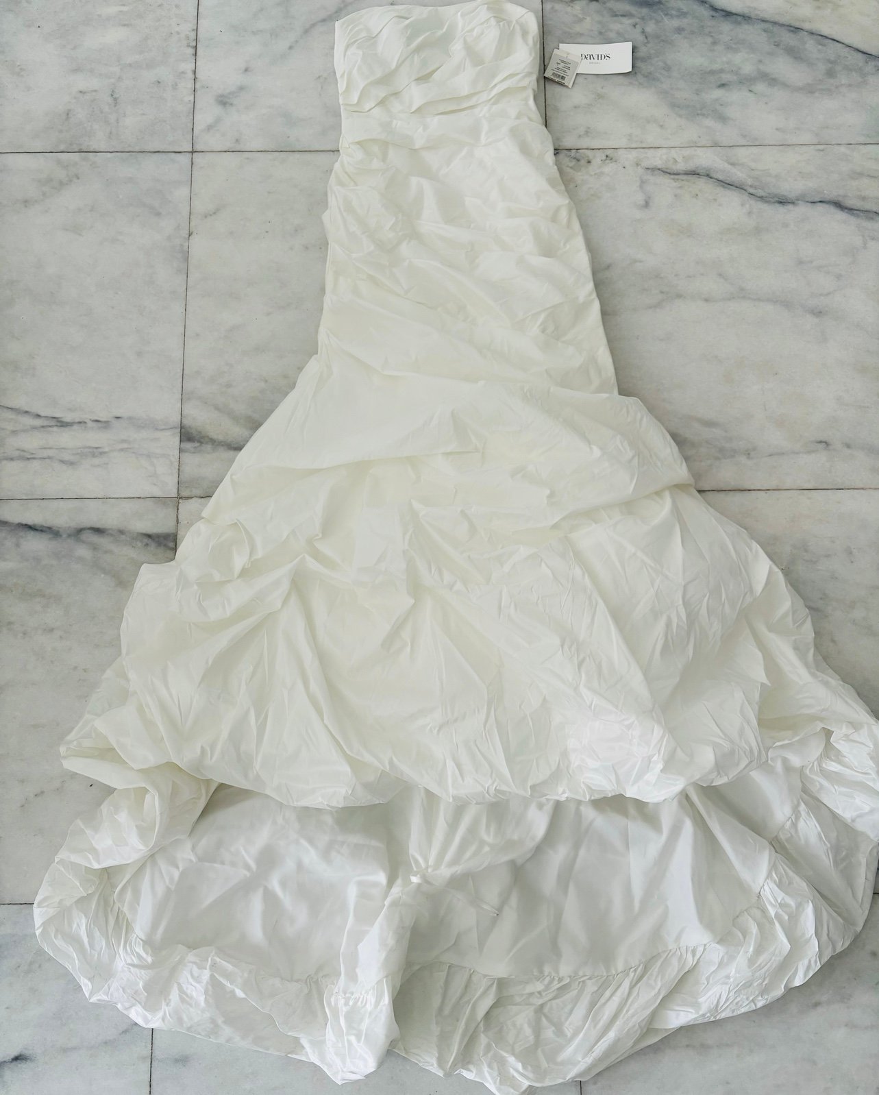David’s Bridal Taffeta Mermaid Wedding Dress with Skirt Pickups OP1289 Size 8
