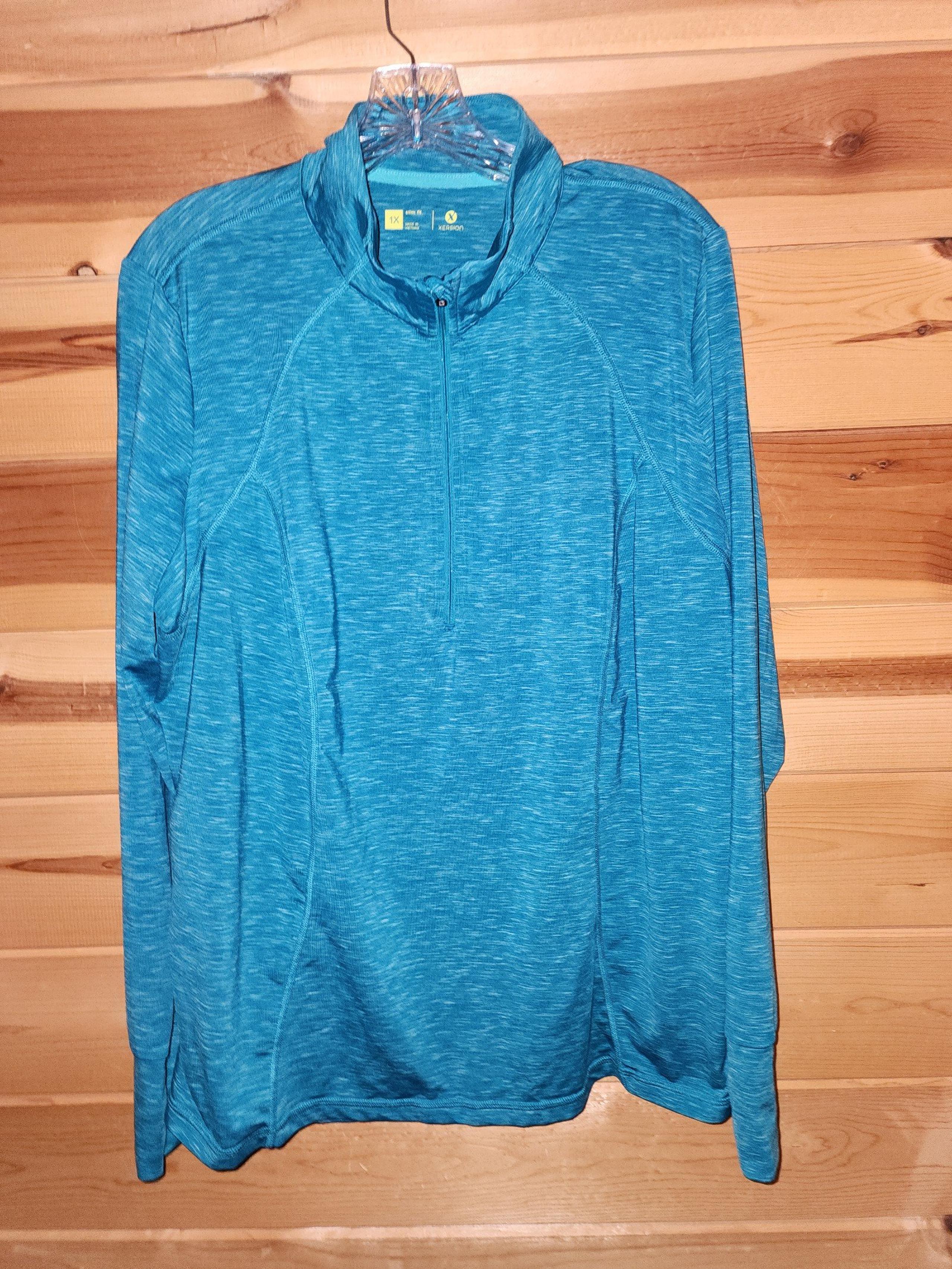 Xersion blue  long sleeve shirt womens plus size 1X