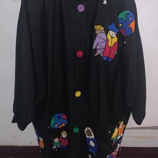 Vintage 80’s Colorful Silkscapes People of The World Appliqué Jacket