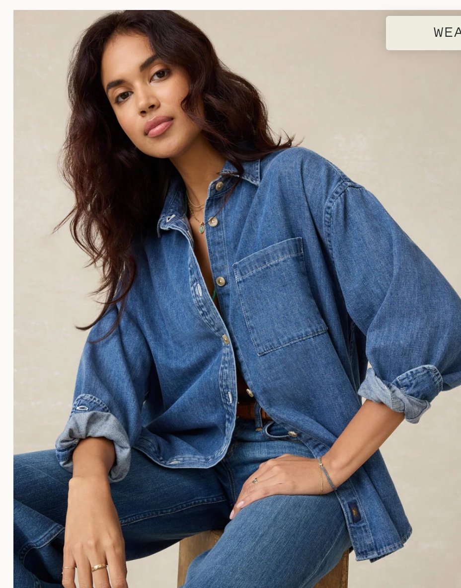 Faherty womens sunfair Denim Button-Up Shirt size XXL NWT