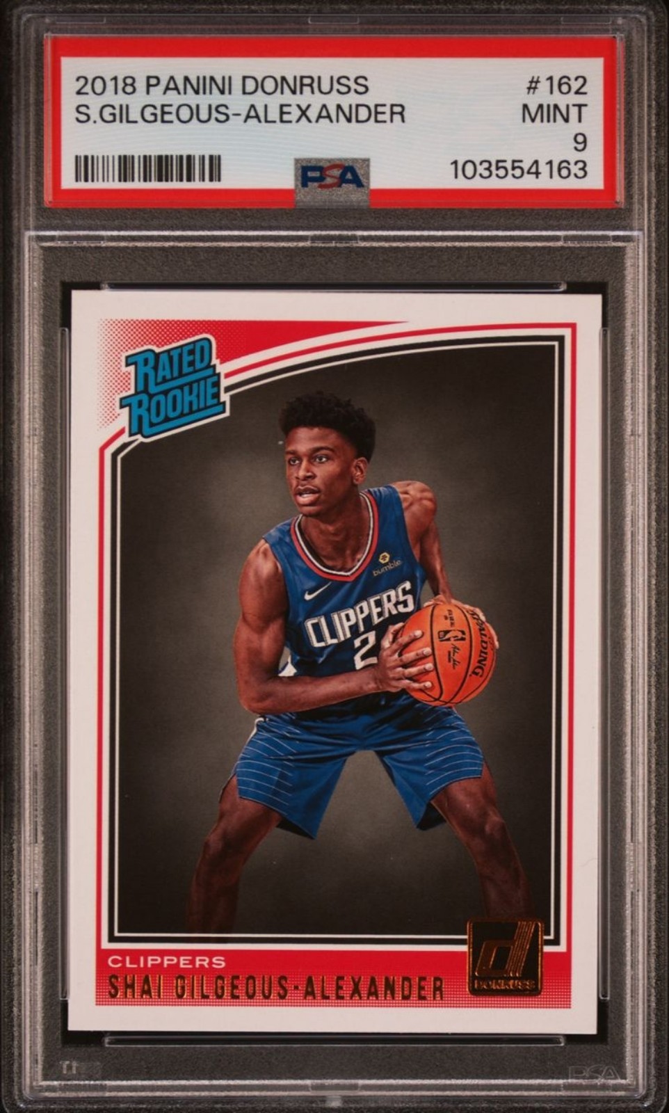 Shai Gilgeous-Alexander 2018-19 NBA Panini Donruss #162 Rated Rookie Card- PSA 9