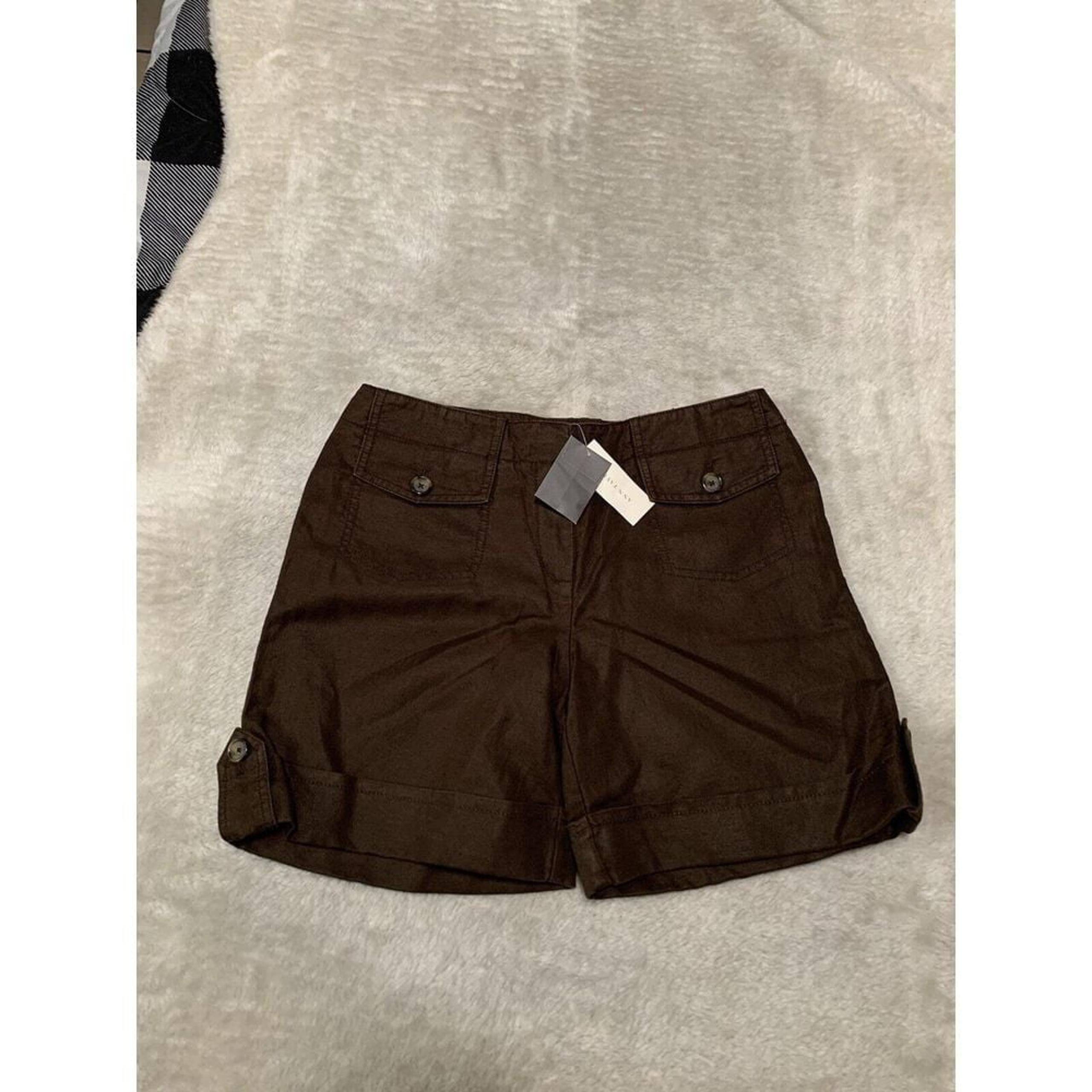 New Ann Taylor Womens Brown Linen Blend Shorts Pockets Size 2 Bottoms Outdoors