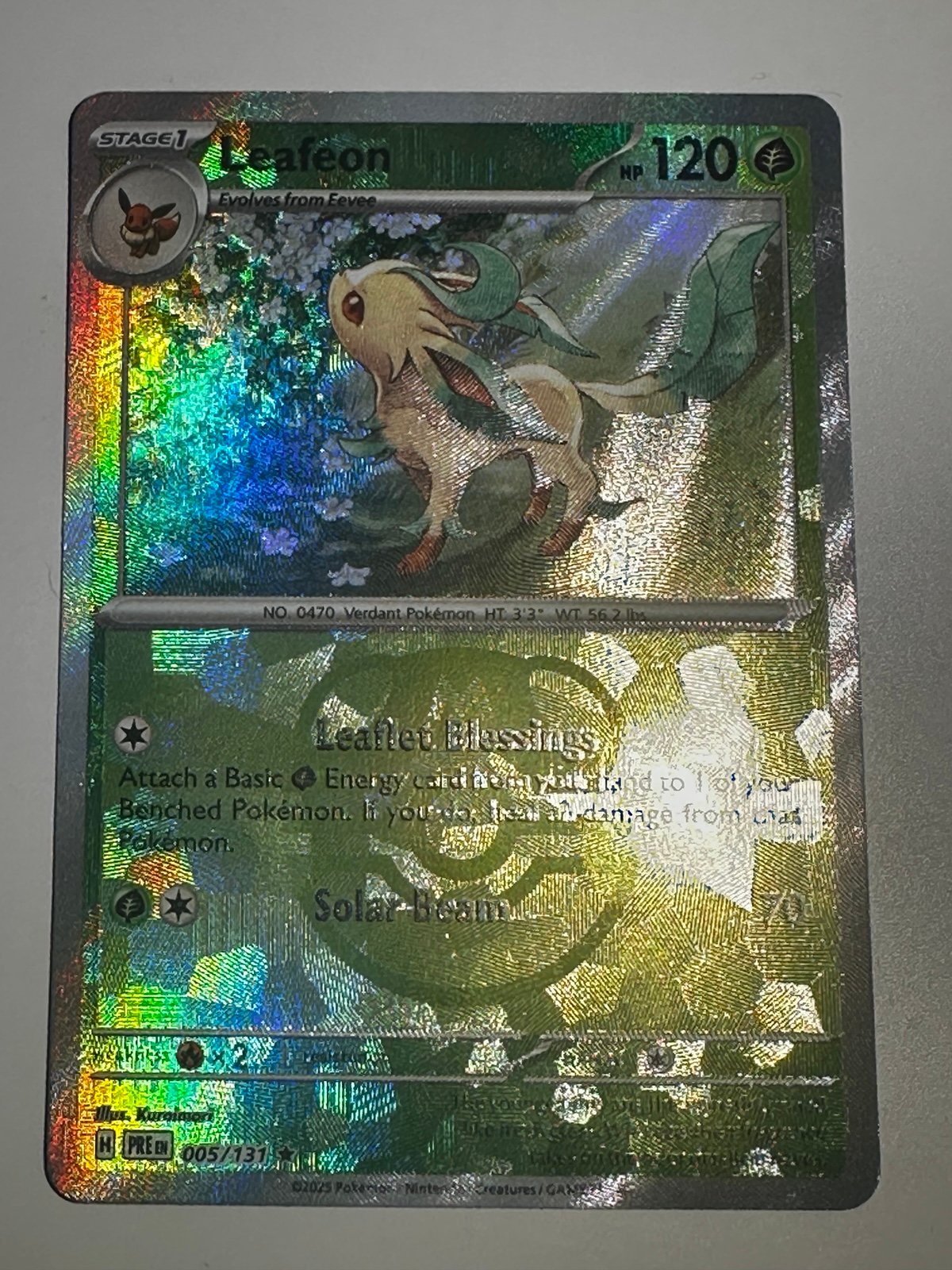 Leafeon 005/131 Prismatic Evolutions Masterball Reverse Holo Rare