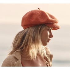Free People Phoebe Slouch Lieutenant Hat Orange Wool NWOT