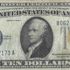 1934-A Yellow Seal US North Africa 10.00 Silver certificate VF