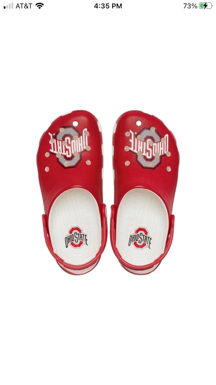 Crocs OHIO STATE Classic Clog Collegiate Collection Red/White Men's Size 11