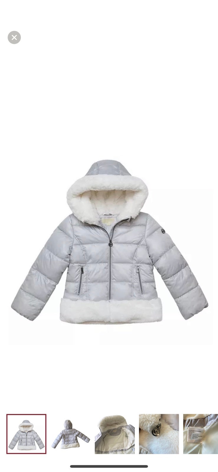 Michael Kors New Without Tag Big Girls puffer jacket, ffur waist and hood trim