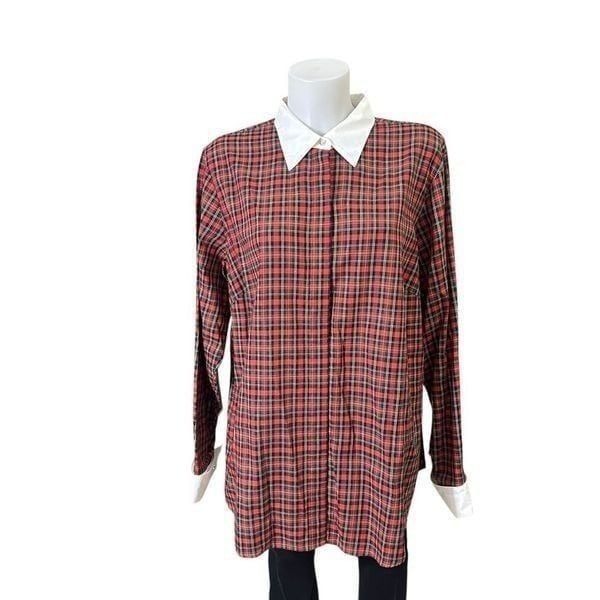 LAUREN Ralph Lauren ButtonUp Collared Plaid Shirt Red Black Classy Cufflinks 1X