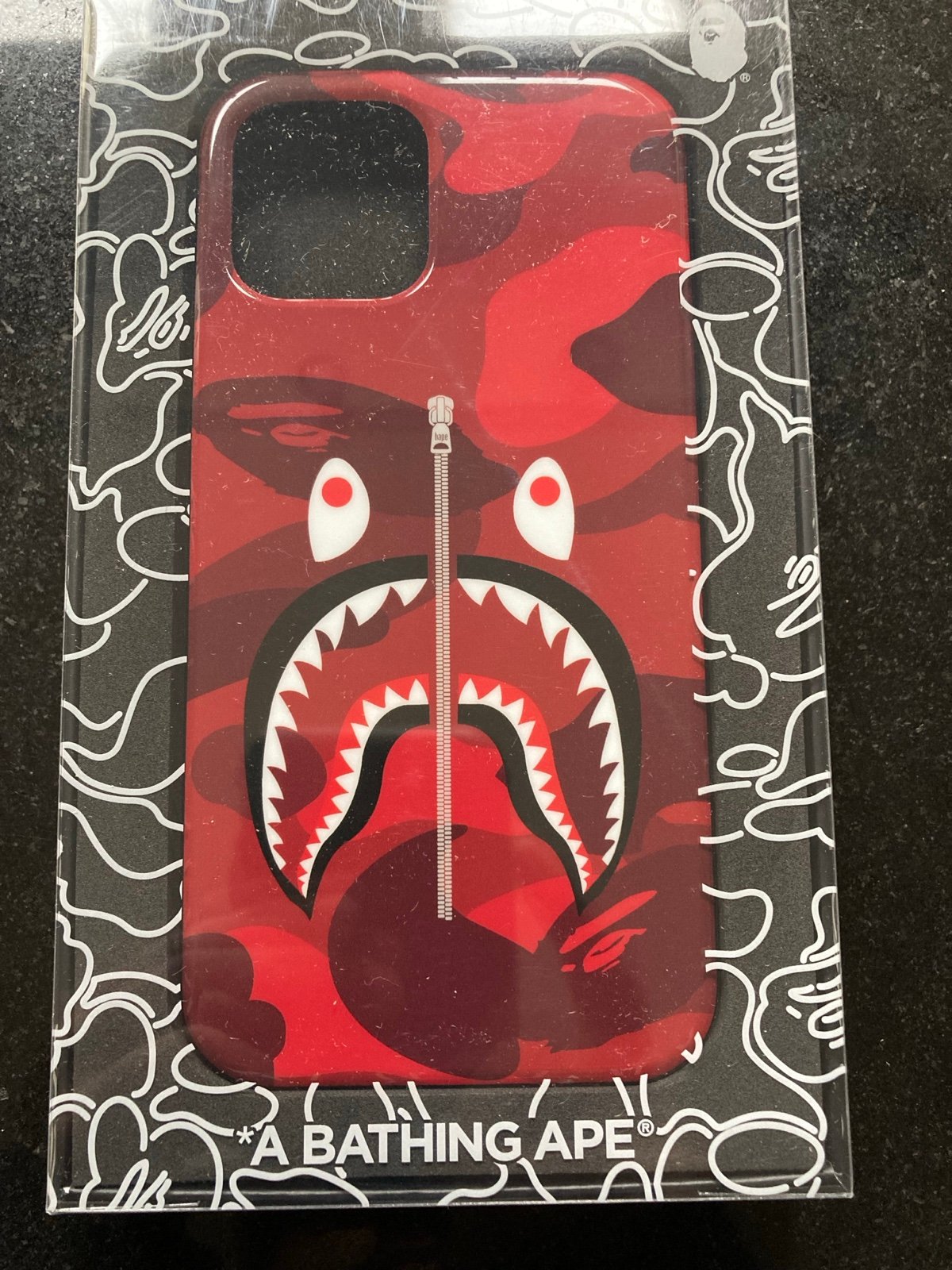 BAPE A BATHING APE ABC CAMO SHARK IPHONE RED 12/12 PRO CASE.