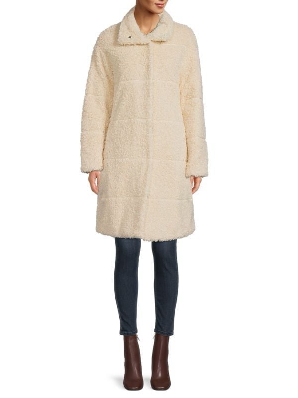 NWT Donna Karan New York Reversible Quilted Faux Fur Coat