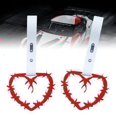 NEW 2PCS BARBED WIRE RED JDM TSURIKAWA RING WHITE Handle Strap Drift Charm